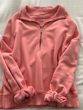 aerie coral pink oversized quarter zip